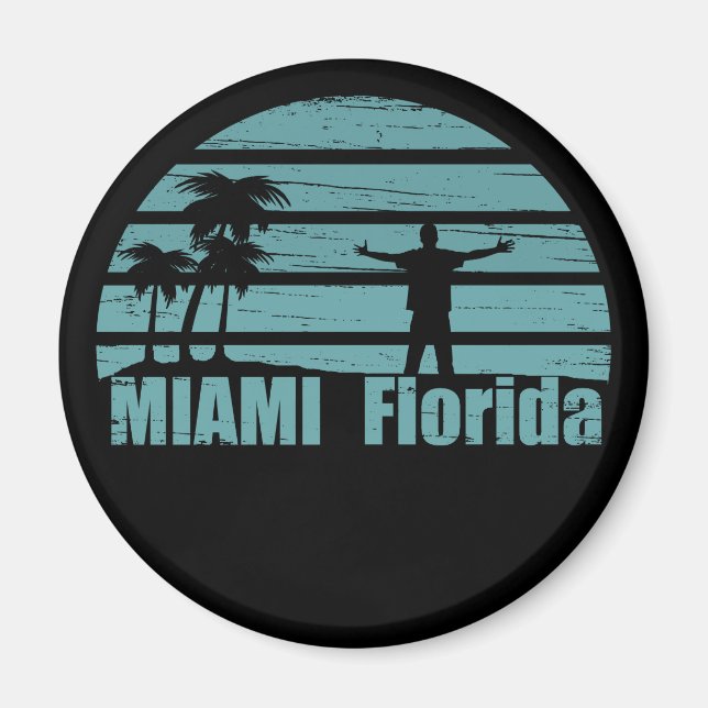 Miami beach florida vintage magnet (Front)