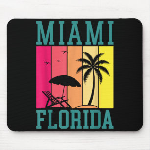 Miami Beach Florida Vintage Palm Tree Sunset Mouse Mat