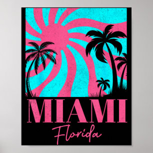 Miami Beach Florida Vintage Palm Tree Tropical Poster