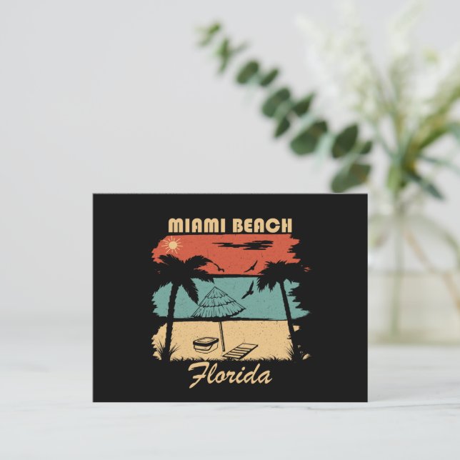 Miami Beach Florida vintage sunset Holiday Postcard (Standing Front)