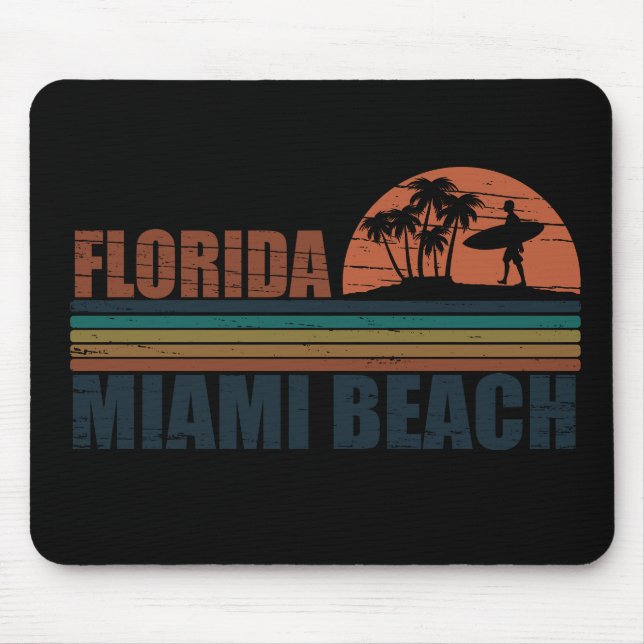 Miami Beach Florida vintage sunset Mouse Mat (Front)