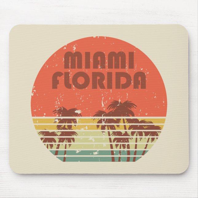 Miami Beach Florida vintage sunset Mouse Mat (Front)