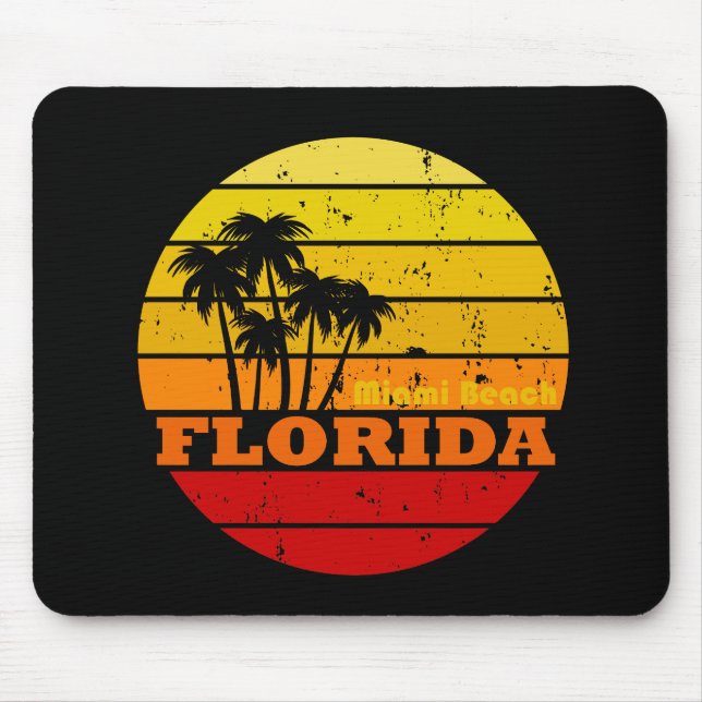 Miami Beach Florida vintage sunset Mouse Mat (Front)