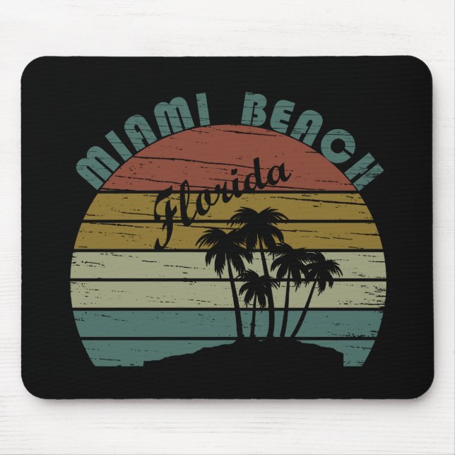 Miami Beach Florida vintage sunset Mouse Mat (Front)