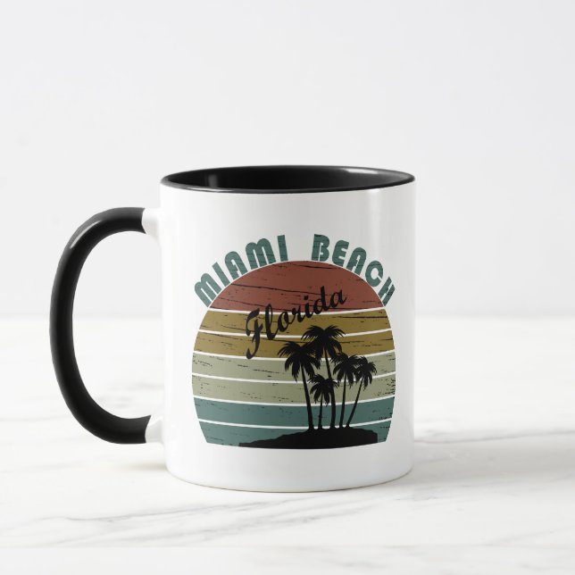 Miami Beach Florida vintage sunset Mug (Left)