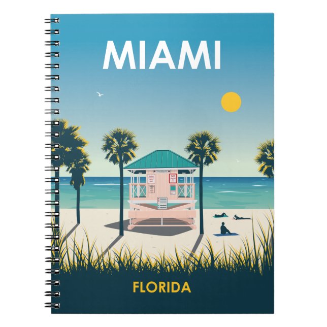Miami Beach Florida Vintage Travel Notebook (Front)