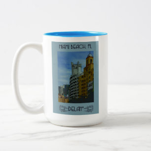 Miami Beach Florida Vintage Travel Poster Two-Tone Coffee Mug