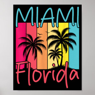 Miami Beach Florida Vintage Tropical Sunset Summer Poster