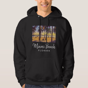 Miami Beach Florida Vintage Watercolor Art Hoodie