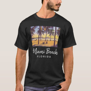 Miami Beach Florida Vintage Watercolor Art T-Shirt