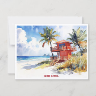 Miami Beach, Florida watercolor painting postcard