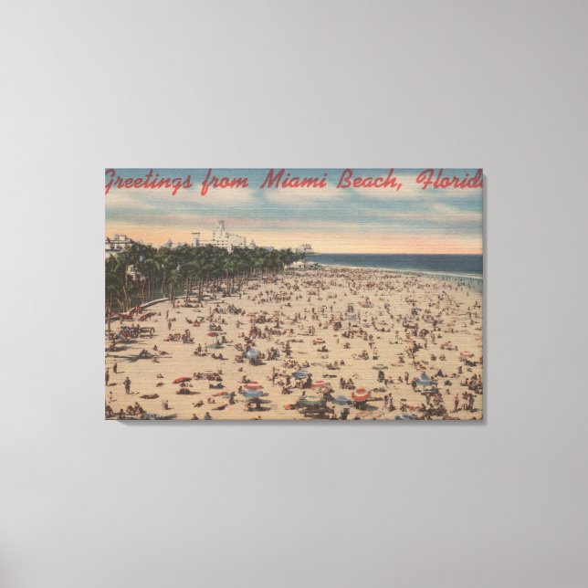 Miami Beach, FloridaGreetings FromMiami, FL Canvas Print (Front)