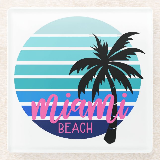 Miami Beach Glass Coaster (Front)