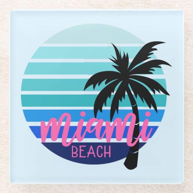 Miami Beach  Glass Coaster (Front)