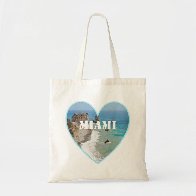 Miami Beach Heart Budget Tote Bag (Front)