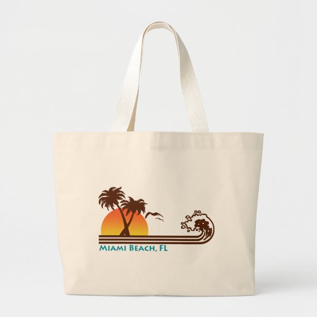 Miami Beach Large Tote Bag (Front)
