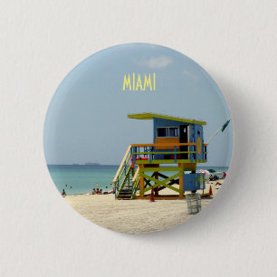 Miami Beach Lifeguard Shack 6 Cm Round Badge