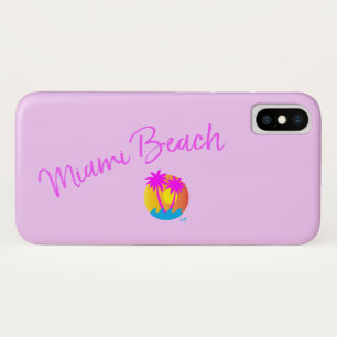 Miami-Beach-logo-sun-palms-pink lavender iPhone X Case