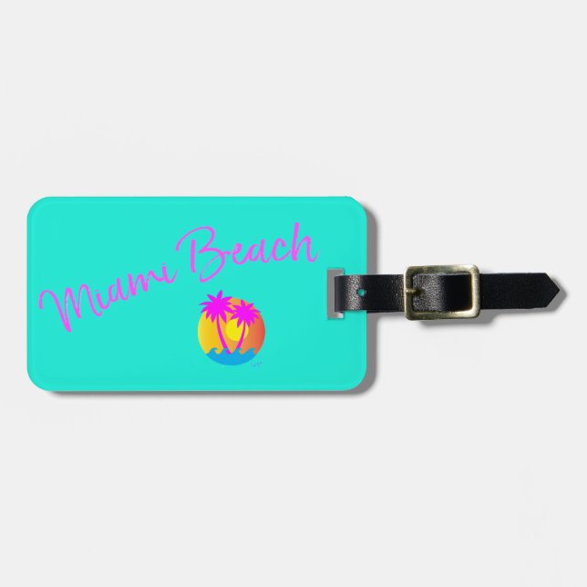 Miami-Beach-logo-sun-palms-pink Luggage Tag (Front Horizontal)