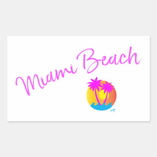 Miami-Beach-logo-sun-palms-pink Rectangular Sticker