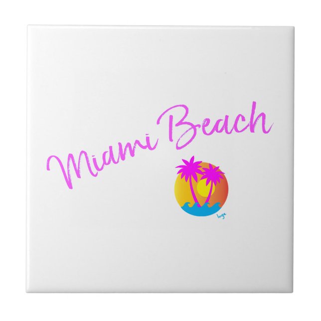 Miami-Beach-logo-sun-palms-pink Tile (Front)