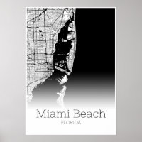 Miami Beach Map - Florida - City Map Poster