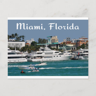 Miami Beach  Marina Florida Travel Postcard