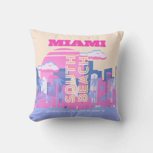 Miami Beach, Miami Travel Art, Preppy Cushion