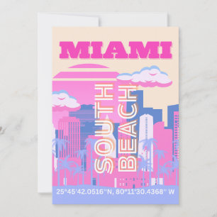 Miami Beach, Miami Travel Art, Preppy Holiday Card