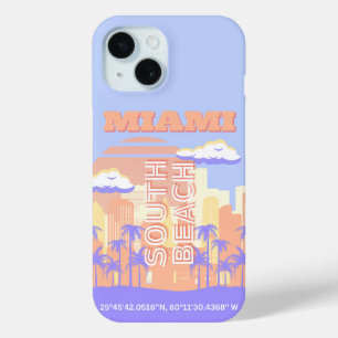 Miami Beach, Miami Travel Art, Preppy Room, Pastel iPhone 15 Case