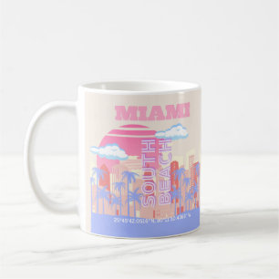Miami Beach, Miami Travel Art, Preppy Room, Pastel Coffee Mug