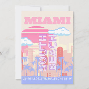 Miami Beach, Miami Travel Art, Preppy Room, Pastel Holiday Card