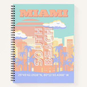 Miami Beach, Miami Travel Art, Preppy Room, Pastel Notebook