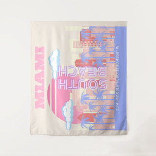 Miami Beach, Miami Travel Art, Preppy Room, Pastel Tapestry