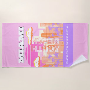 Miami Beach, Miami Travel Art, Preppy Room, Pink Beach Towel