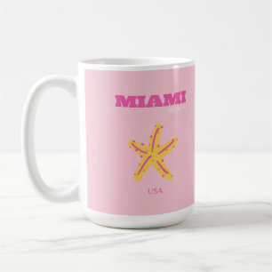 Miami Beach, Miami Travel Art, Preppy Room, Pink Coffee Mug
