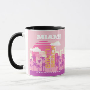 Miami Beach, Miami Travel Art, Preppy Room, Pink Mug