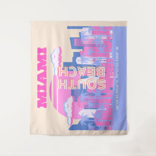 Miami Beach, Miami Travel Art, Preppy Tapestry