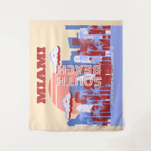 Miami Beach, Miami Travel Art, Retro Tapestry