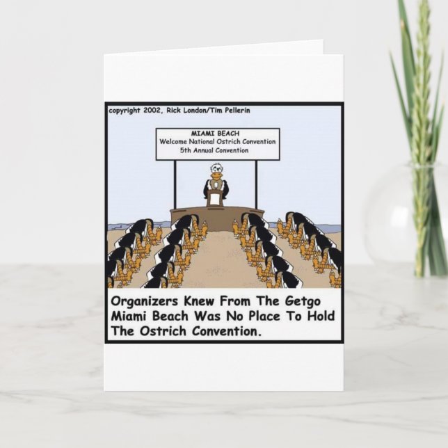 Miami Beach Ostrich Convention Funny Gifts & Tees Card (Front)