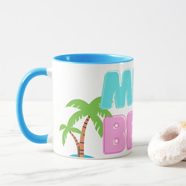 Miami Beach Palm Tree Mug (With Donut)