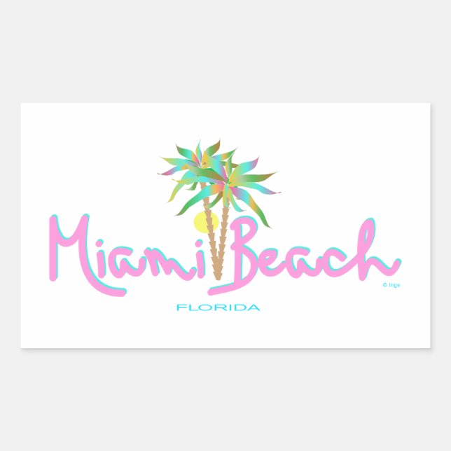 Miami Beach Pam's Rectangular Sticker (Front)