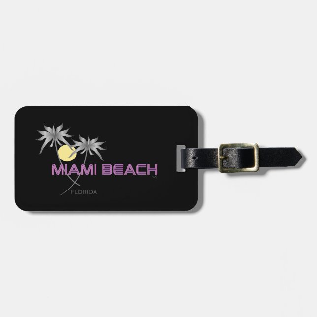 Miami Beach Pink Grey Luggage Tag (Front Horizontal)