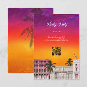 Miami Beach Rainbow Row Charleston Palm Wedding Enclosure Card