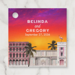 Miami Beach Rainbow Row Charleston Palm Wedding Favour Tags