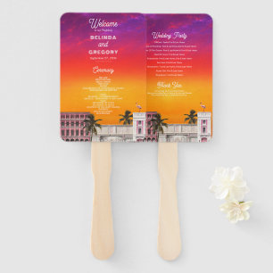Miami Beach Rainbow Row Charleston Palm Wedding Hand Fan