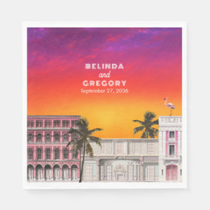 Miami Beach Rainbow Row Charleston Palm Wedding Napkin