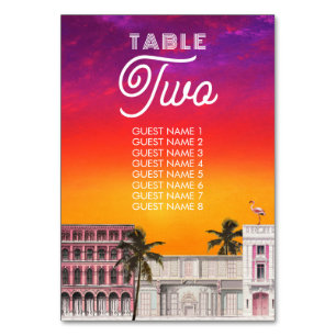 Miami Beach Rainbow Row Charleston Palm Wedding Table Number