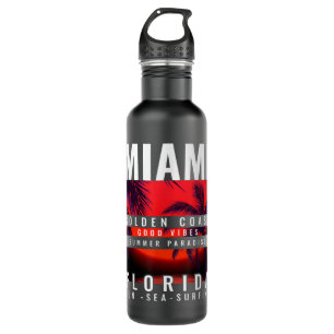 Miami Beach Souvenirs Golden Cost Florida Vintage  710 Ml Water Bottle