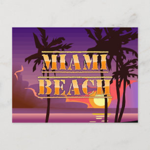 Miami Beach Sunrise and Palm Trees Postcard